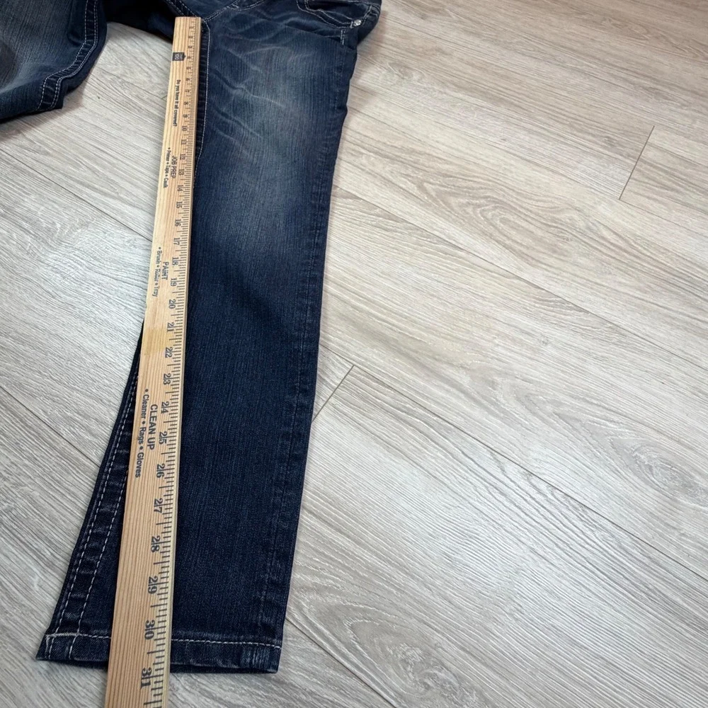 Buckle Miss‎ Me Womens Mid Rise Skinny Jeans Dark Wash Fleur De Lis Size 28